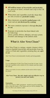 Have you or your family ever been worried about the dangers of pesticides on your fruit or vegetables? : Aloe Vera Clean : the insecticide and pesticide remover for fruit and vegetables / Vita Natura.