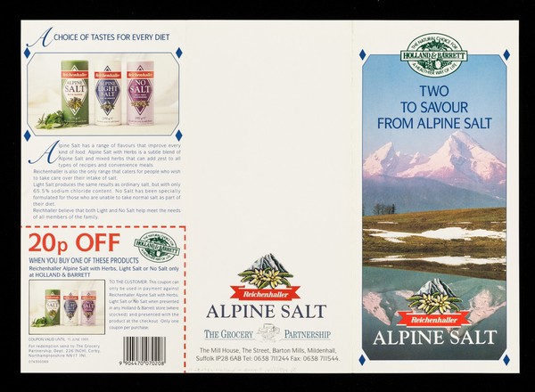 Two to savour from Alpine Salt : Reichenhaller Alpine Salt / The Grocery Partnership.