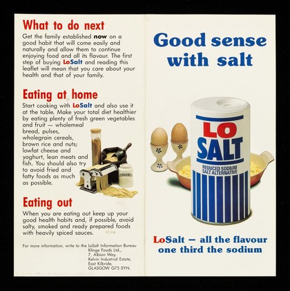 Good sense with salt : LoSalt : all the flavour, one third the sodium / Klinge Foods.