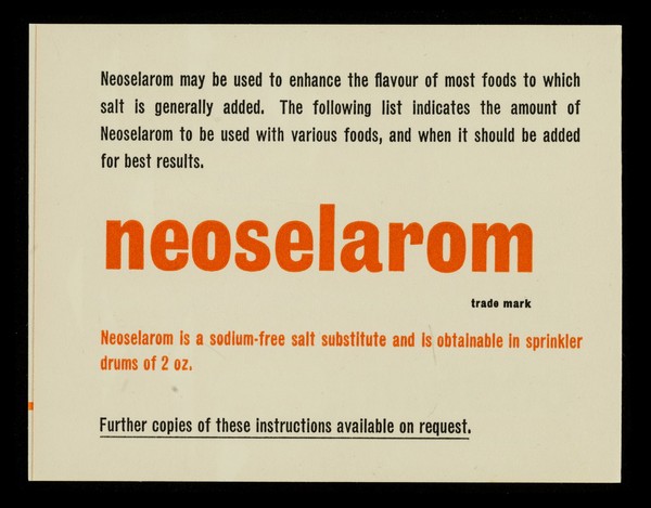 Neoselarom in cooking / Bayer Products Limited.