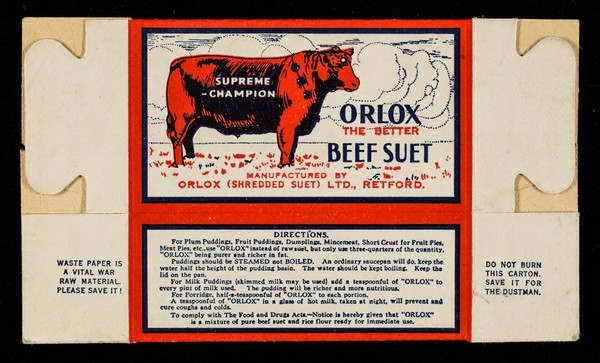 Orlox shredded beef suet... : 2 oz. net / Orlox (Shredded Suet) Ltd.