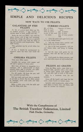 Get out of the rut : buy a new kind of fish... : eat more fish : try the recipes overleaf / British Trawlers' Federation Ltd.