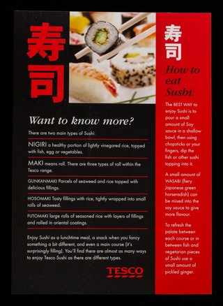 Do you think sushi means raw fish? : think again... / Tesco.
