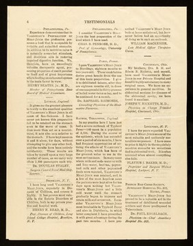 Valentine's preparation of Meat-Juice : established (1871) by Manns Valentine, Richmond, Virginia, U.S.A. / Valentine's Meat-Juice Company.