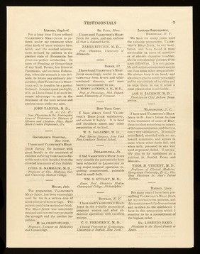 Valentine's preparation of Meat-Juice : established (1871) by Manns Valentine, Richmond, Virginia, U.S.A. / Valentine's Meat-Juice Company.