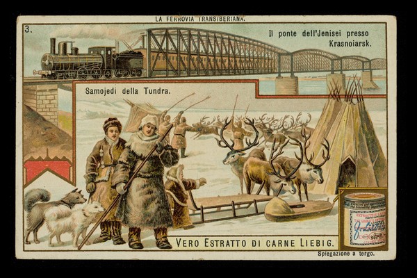 Il ponte dell'Jenisei presso Krasnoiarsk : samojedi della tundra / Liebig's Extract of Meat Company Limited.