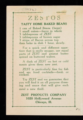 Suggestions for tasty salads and quick uses of the all purpose Russian dressing, Zest : for salads, meats, fish, cocktails / Zest Products Co.