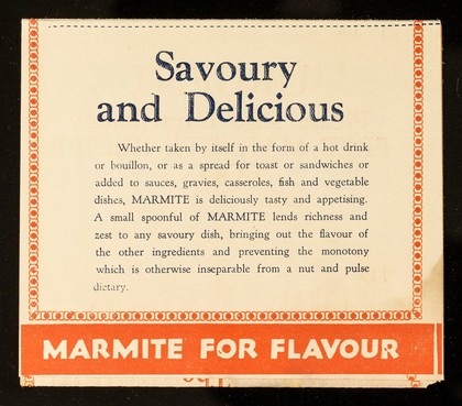 Marmite for meatless meals / Marmite Food Extract Co. Ltd.