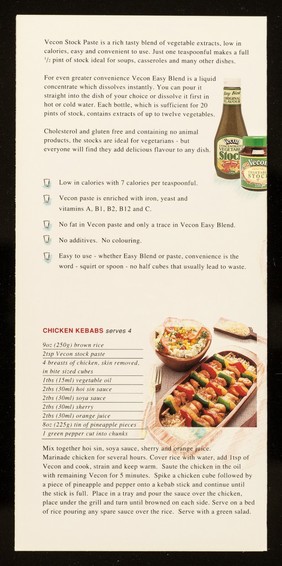 Vecon natural vegetable stock recipe guide : the versatile vegetable stock / Modern Health.