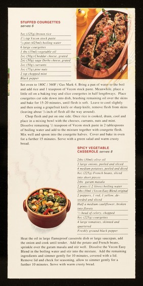 Vecon natural vegetable stock recipe guide : the versatile vegetable stock / Modern Health.