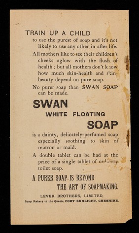 It floats : Swan Soap : train up a child in the way it should go / Lever Brothers Limited.