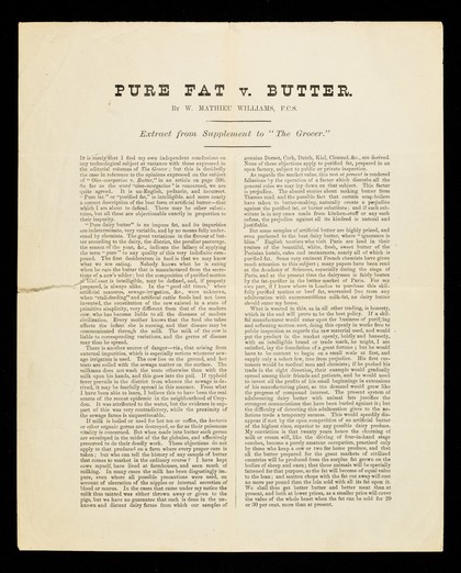 Pure fat v. butter / by W. Mathieu Williams.