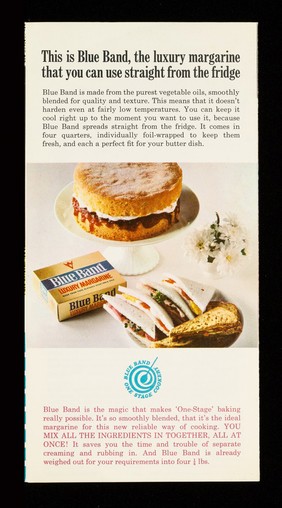 Hotpoint recommend Blue Band luxury margarine : made from pure blended vegetable oils : and here is 1/3 off your first lb. of Blue Band luxury margarine. Just hand voucher inside to your grocer / Van den Berghs Limited.