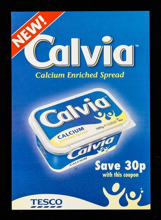 New! Calvia : calcium enriched spread : save 30 p. with this coupon / Tesco.