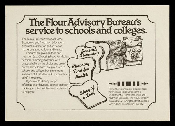 The Flour Advisory Bureau's service to schools and colleges / Flour Advisory Bureau.