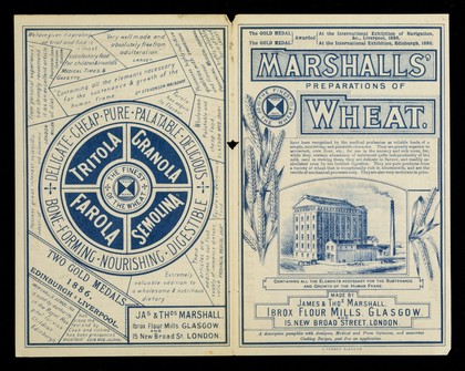 Marshalls' preparations of wheat... : containing all the elements necessary for the sustenance and growth of the human frame / made by James & Thos. Marshall.