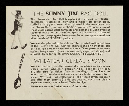 The Sunny Jim rag doll... : wheatear cereal spoon / A.C. Fincken & Co. Ltd.