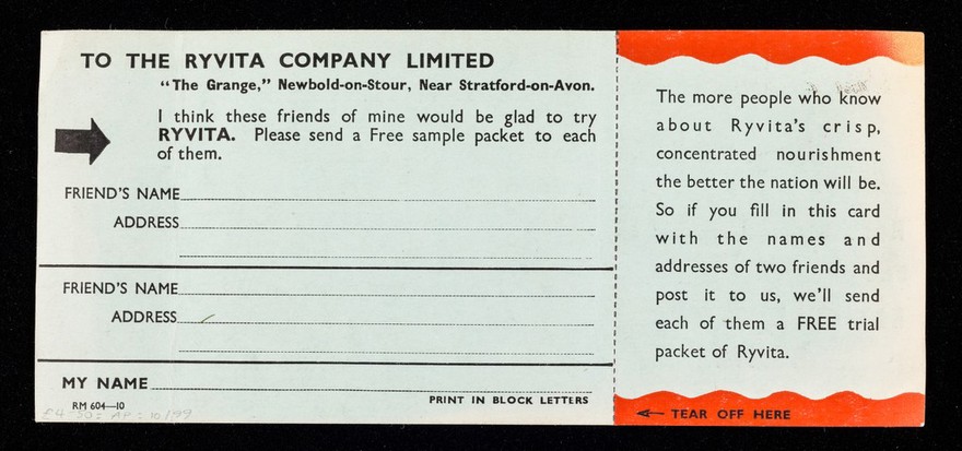 Think of a couple of friends and then : here's one national service every Ryvita enthusiast can do / The Ryvita Company Limited.