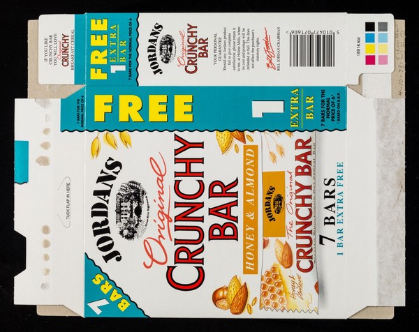 Jordans Original Crunchy Bar : honey & almond : 7 bars, 1 bar extra free / W. Jordan (Cereals) Ltd.
