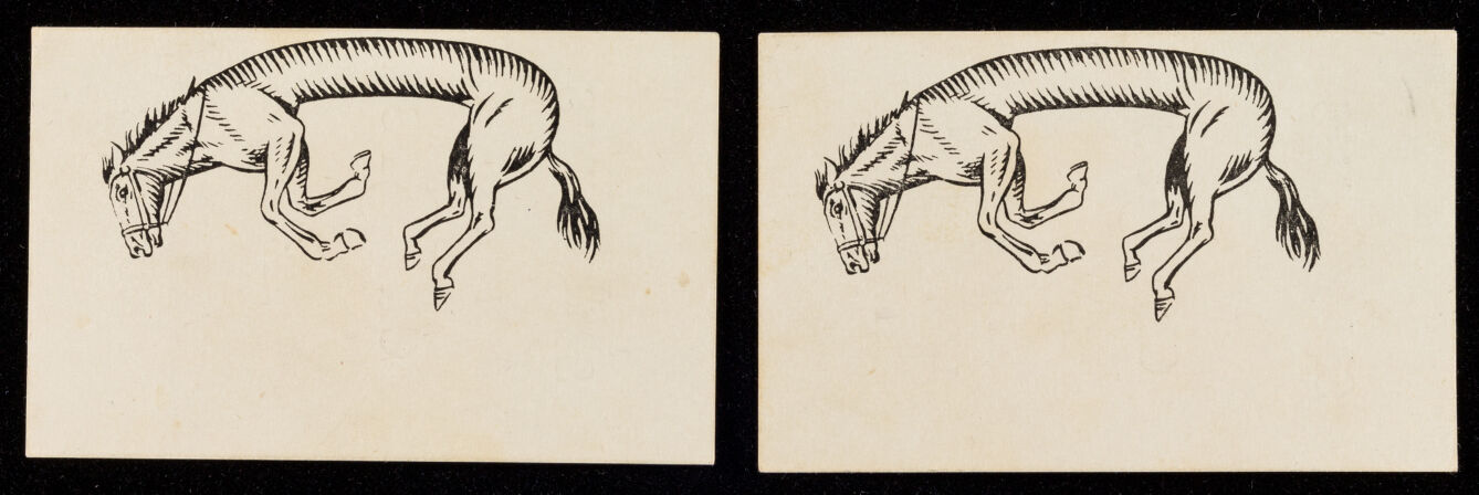 With the compliments of Smith's Potato Crisps : mount the two jockeys on the two horses without bending, cutting, or in anyway mutilating the cards : it can be done - try it.
