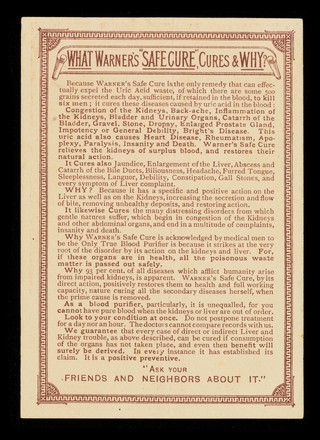 Warner's safe yeast : pure and wholesome, the best known : Gran'ma, how lovely this hop yeast smells! / [Warner's Safe Cure Co.].