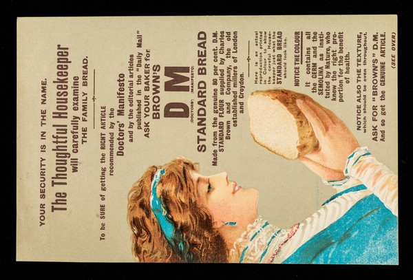 Your security is in the name : the thoughtful housekeeper will carefully examine the family bread... ask your baker for Brown's DM (Doctors' Manifesto) standard bread... / Charles Brown & Co.