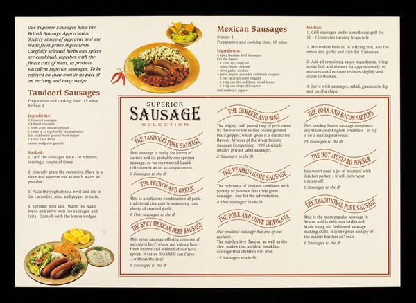Superior sausage selection at Tesco : the finest range of premium sausages / Tesco.