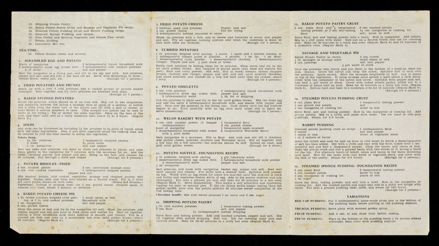 Potato cookery / Margarine Cookery Service.