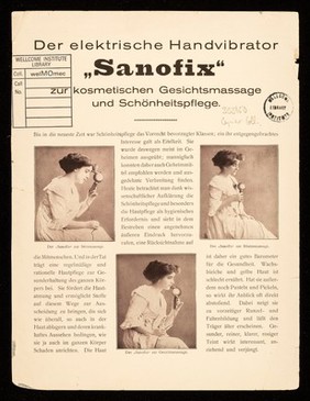 Die kosmetische Wirkung der Vibrationsmassage mit dem "Sanofix" : kein Ermüden der Hand... / Electricitätsgesellschaft "Sanitas".