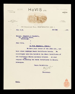 Hovis Ltd. : 154 Grosvenor Road, Westminster, S.W.1.