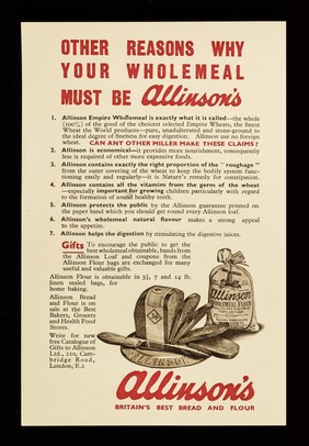 You have read in the press what we say to you... what doctors say to you... what dentists say to you... what bakers say to you... : now read what users say to you / Allinson Ltd.