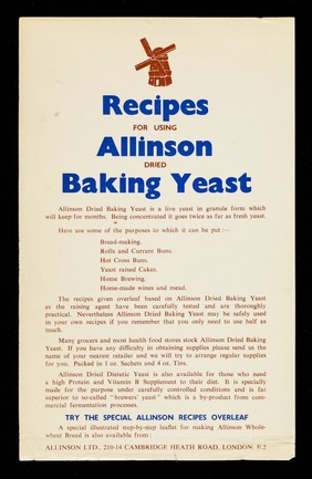 Recipes for using Allinson dried baking yeast / Allinson Ltd.