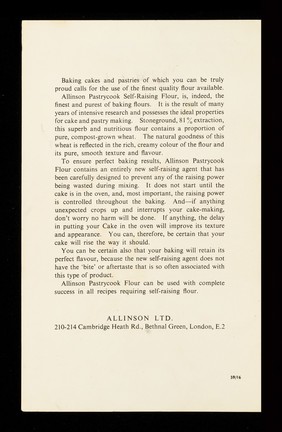 Try these exciting recipes : Allinson pastrycook self-raising flour : a really superb flour / Allinson Ltd.