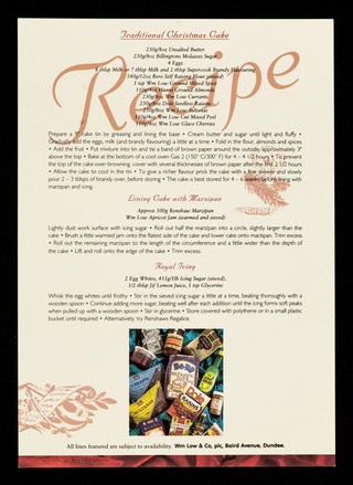 Traditional Christmas cake recipe / Wm Low.