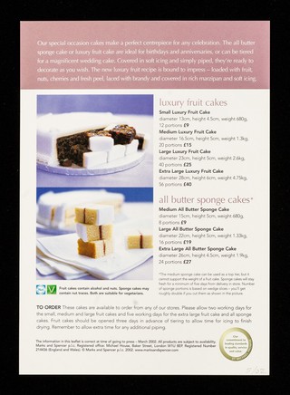 Special occasion cakes / Marks and Spencer p.l.c.