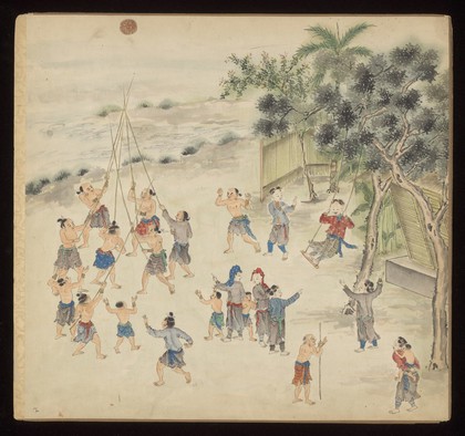 Taiwanese rural and provincial tableaux. Paintings by a Taiwanese artist, ca. 1850.