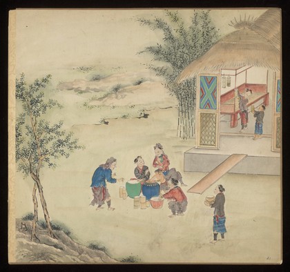 Taiwanese rural and provincial tableaux. Paintings by a Taiwanese artist, ca. 1850.