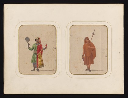 A collection of Indian costumes, types and occupations. Gouache paintings by an Indian artist.