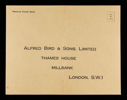 Alfred Bird & Sons, Limited, Thames House, Millbank, London, S.W.1 : [envelope].