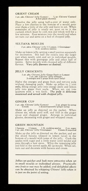 Fruit from Chivers orchards supplies the fruit juice for Chivers jellies : 9 delightful ways of serving Chivers jellies / Chivers & Sons, Limited.