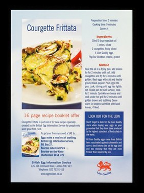 Eggs make a meal out of anything : Fast food. And good for you : courgette frittata / British Egg Information Service.