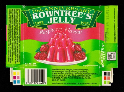 70th anniversary Rowntree's jelly : 1923-1993 : raspberry flavour / Nestlé UK Ltd.