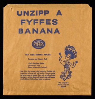 Fyffes bananas : your sunshine fruit for glowing energy : "I'm tropical - please keep me warm" : unzipp [sic] a Fyffes banana / Fyffes.