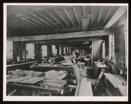 Pattern shop, Davy & United Engineering Co. Ltd., Park Iron Works, Sheffield. Reproduction, 1957, of a pre. 1914 photograph.