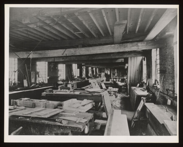 Pattern shop, Davy & United Engineering Co. Ltd., Park Iron Works, Sheffield. Reproduction, 1957, of a pre. 1914 photograph.