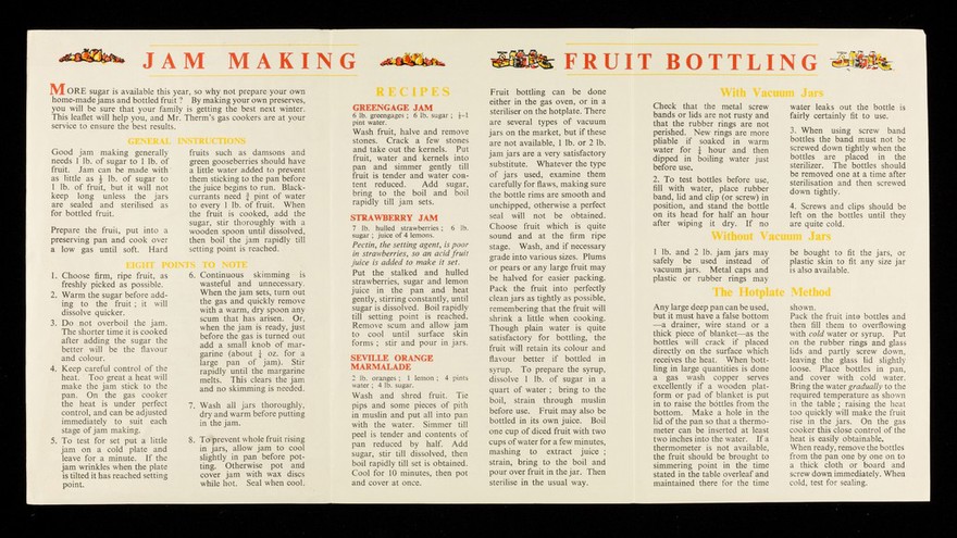 Fruitful occupation : Mr.Therm's helpful information on jam making and fruit bottling / The Gas Council.