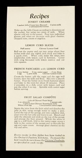 Chivers' Orchard factory products sold and recommended by ... / Chivers & Sons, Ltd.