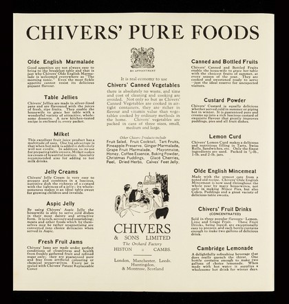 Chivers' Orchard factory products sold and recommended by ... / Chivers & Sons, Ltd.