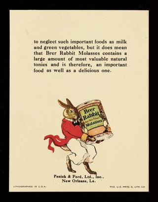This is why Brer Rabbit Molasses, nature's own sugar sweet, is healthful... / Penick & Ford, Ltd., Inc.