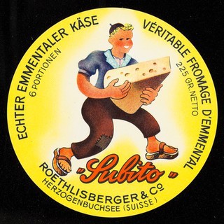 Echter Emmentaler Käse = Véritable fromage d'Emmental : 6 Portionen : 225 Gr. netto : "Subito" / Roethlisberger & Co.
